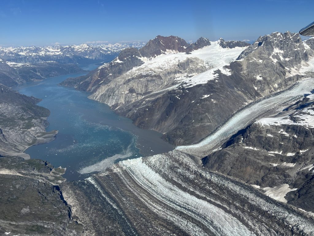 Wild Coast Excursions' private bear viewing tour guests can choose to add flightseeing of Alaska's glaciers. Like this group did for Glacier Bay.